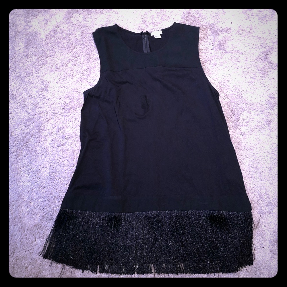 J Crew Black fringe tank top medium